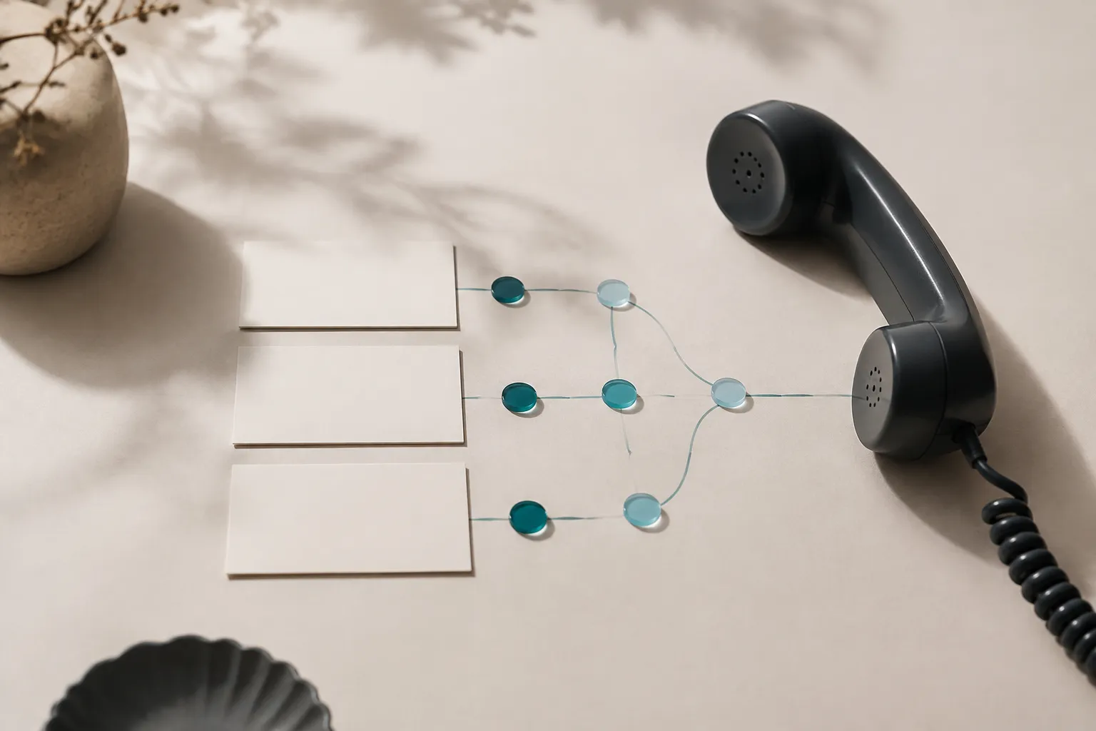 Illustrative phone inquiry routing through a set of response paths.