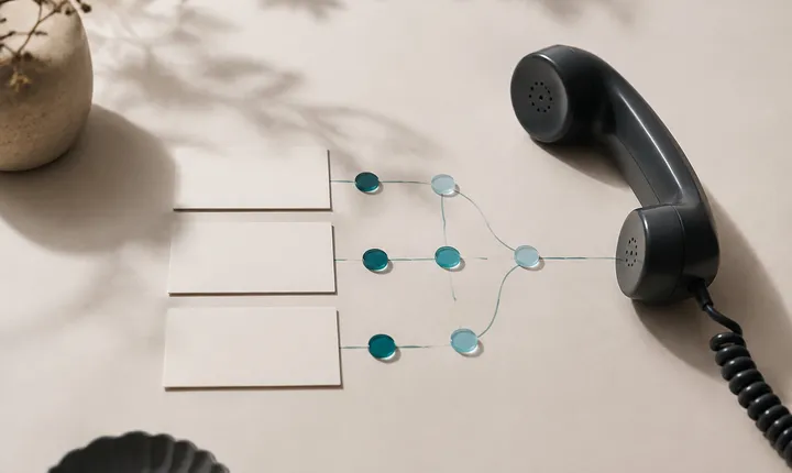 Illustrative phone inquiry routing through a set of response paths.